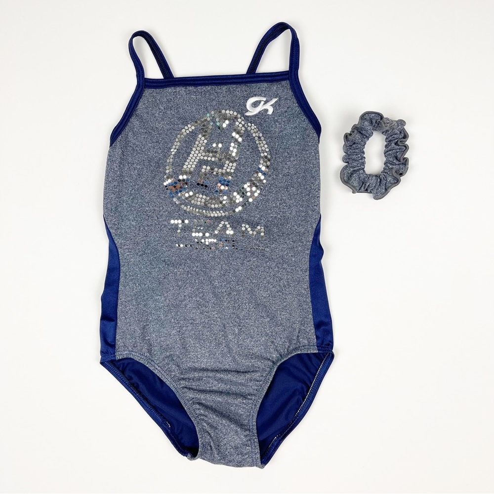 GK Heathered Navy Blue Gymnastics Leotard AXS